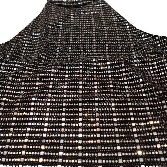 NWT Blashe Sequin Sparkly Halter Top Large Black Silver Festival Club Concert - Picture 3 of 16